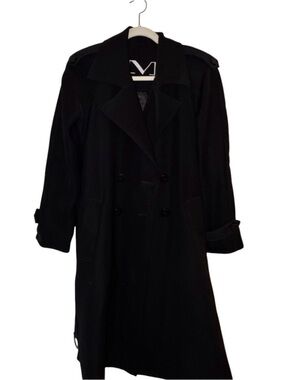 Mycra Pac Black Double-Breasted Trench Coat Jacket